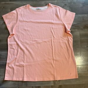 Isaac Mizrahi Live Short Sleeve Shirt Crewneck T-Shirt Women 2XL Peach